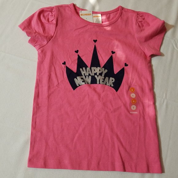 Gymboree Outlet Size 6 Pink Short Sleeve Happy New Year Shirt. NWT - Picture 2 of 3
